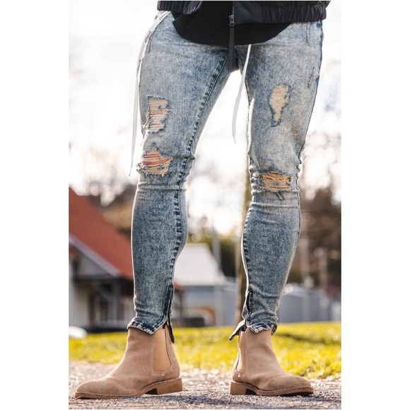 Young LA - 604 Extra Distressed Denim Jeans - Washed Blue - 34x30 - Picture 5 of 5
